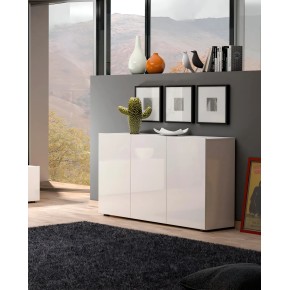 Mobile 3 Ante e 2 Ripiani 135x38x80 cm Bianco Lucido 2