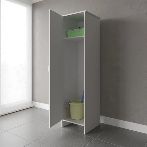 Mobile Bagno a Colonna in PVC Bianco 46,5x49x182 cm Lavanderia