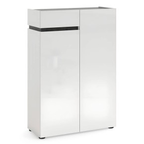 Scarpiera Bianca 80x34x115 cm 2 Ante e Cassetto Soft-Close