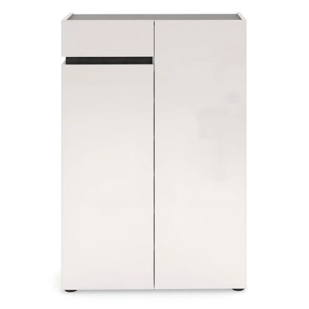Scarpiera Bianca 80x34x115 cm 2 Ante e Cassetto Soft-Close