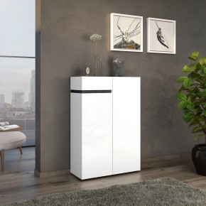 Scarpiera Bianca 80x34x115 cm 2 Ante e Cassetto Soft-Close 2
