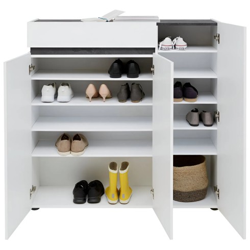 Scarpiera 3 Ante 120x34x115 cm Bianca con Cassetto Soft-Close