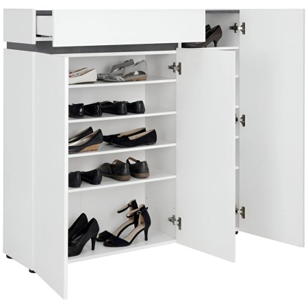Scarpiera 3 Ante 120x34x115 cm Bianca con Cassetto Soft-Close