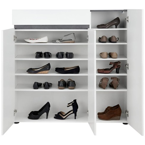 Scarpiera 3 Ante 120x34x115 cm Bianca con Cassetto Soft-Close
