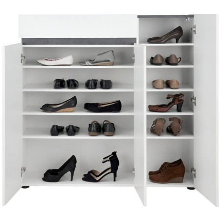 Scarpiera 3 Ante 120x34x115 cm Bianca con Cassetto Soft-Close