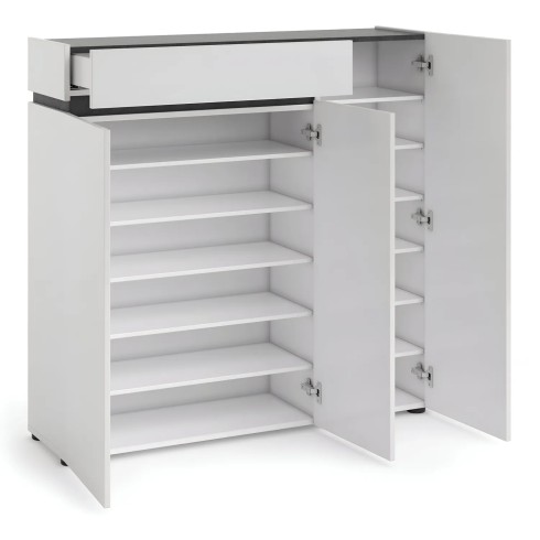 Scarpiera 3 Ante 120x34x115 cm Bianca con Cassetto Soft-Close