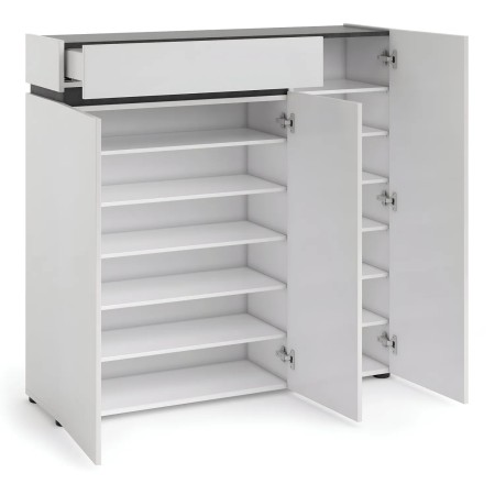 Scarpiera 3 Ante 120x34x115 cm Bianca con Cassetto Soft-Close