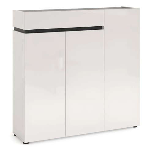 Scarpiera 3 Ante 120x34x115 cm Bianca con Cassetto Soft-Close