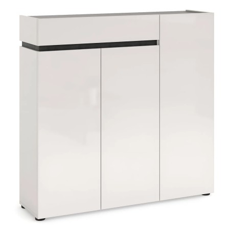 Scarpiera 3 Ante 120x34x115 cm Bianca con Cassetto Soft-Close