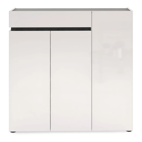 Scarpiera 3 Ante 120x34x115 cm Bianca con Cassetto Soft-Close