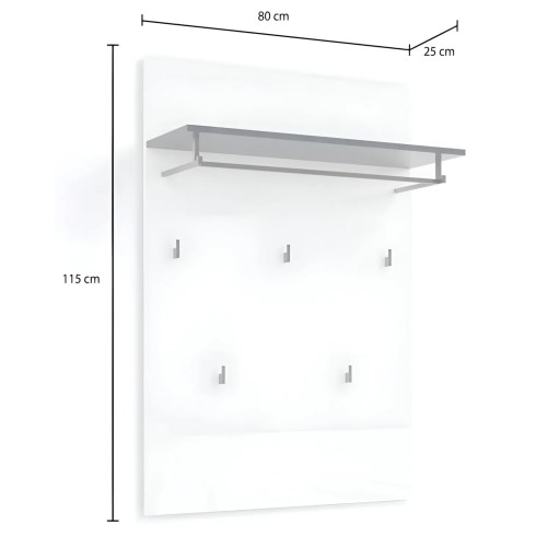 Appendiabiti da Parete Bianco 80x26x115 cm con Mensola Antracite