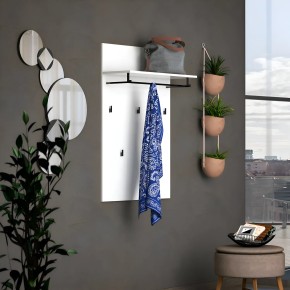 Appendiabiti da Parete Bianco 80x26x115 cm con Mensola Antracite 2