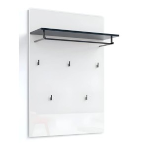 Appendiabiti da Parete Bianco 80x26x115 cm con Mensola Antracite