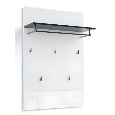 Appendiabiti da Parete Bianco 80x26x115 cm con Mensola Antracite