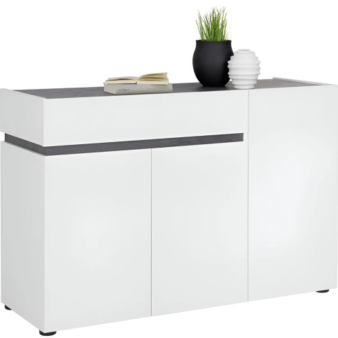 Madia Bianca 120x42x80 cm con 3 Ante e Cassetto Soft-Close