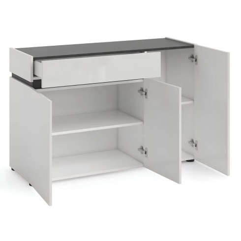 Madia Bianca 120x42x80 cm con 3 Ante e Cassetto Soft-Close