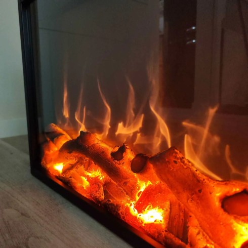 Inserto Camino Elettrico Realistico Incasso Parete Termostato Led Fuoco Finto | BricoShop24