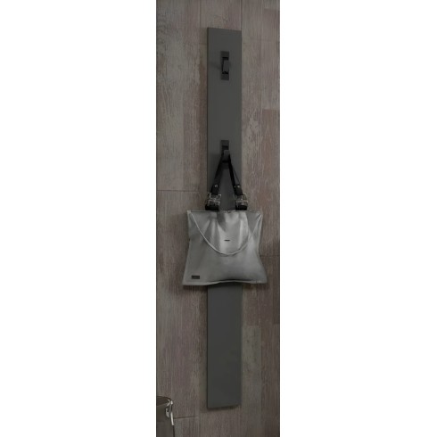 Appendiabiti da Parete Grigio 16x2x65 cm con Ganci in Ferro