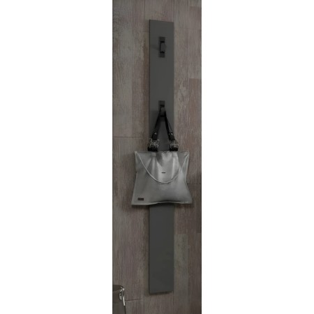 Appendiabiti da Parete Grigio 16x2x65 cm con Ganci in Ferro