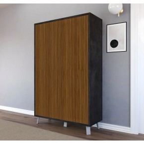 Mobile Soggiorno 4 Ante 108x41x161 cm Rovere e Nero 2