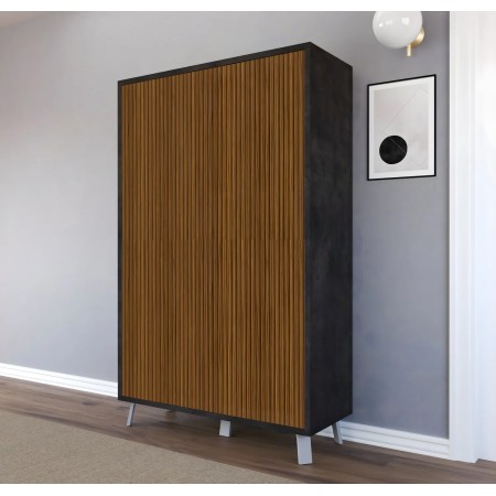 Mobile Soggiorno 4 Ante 108x41x161 cm Rovere e Nero