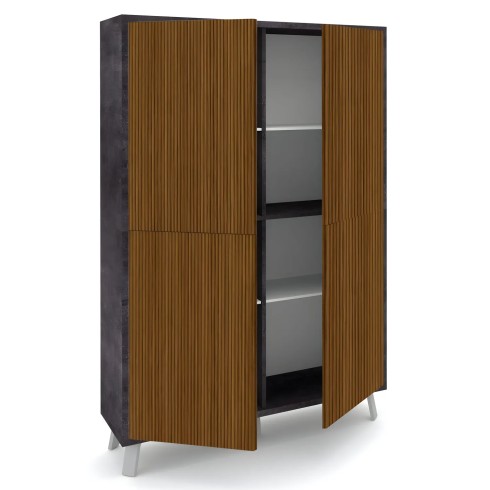 Mobile Soggiorno 4 Ante 108x41x161 cm Rovere e Nero