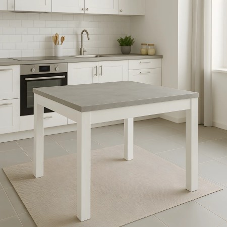 Tavolo a Libro 90x90 cm Bianco e Cemento