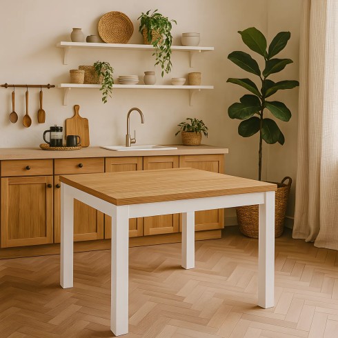 Tavolo allungabile 90x90 cm Noce e Bianco