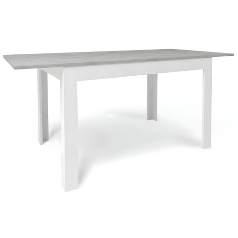Tavolo Allungabile da Pranzo 120x80 cm Cemento e Bianco