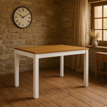 Tavolo Estensibile da Pranzo 120x80 cm Noce e Bianco