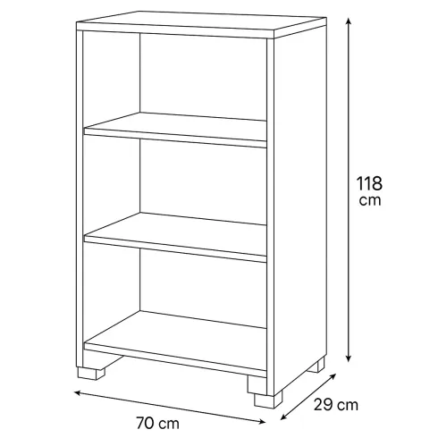 Libreria a Giorno 70x29x118 cm Bianca con Ripiani Regolabili