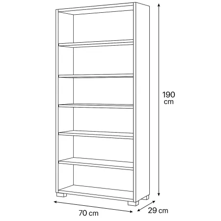 Libreria Moderna 70x29x190 cm Bianca con Ripiani Regolabili