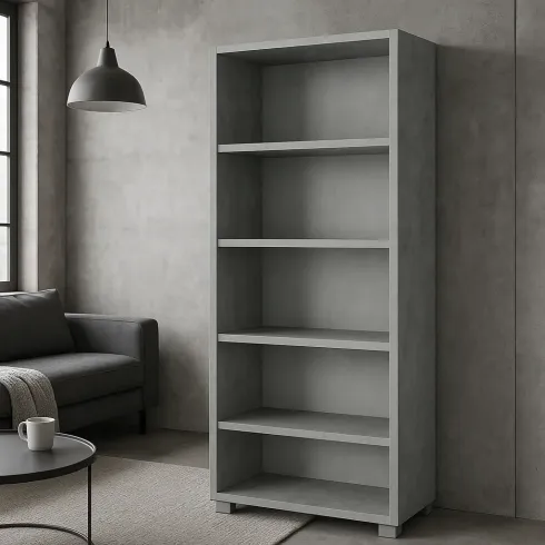 Libreria Moderna 70x29x190 cm Cemento Ripiani Regolabili