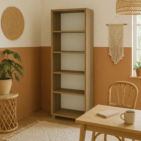 Libreria Moderna 70x29x190 cm Noce con Ripiani Regolabili