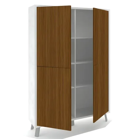 Madia da Soggiorno 4 Ante 108x41x161 cm Bianca e Rovere