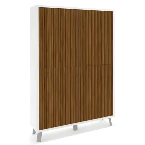 Madia da Soggiorno 4 Ante 108x41x161 cm Bianca e Rovere