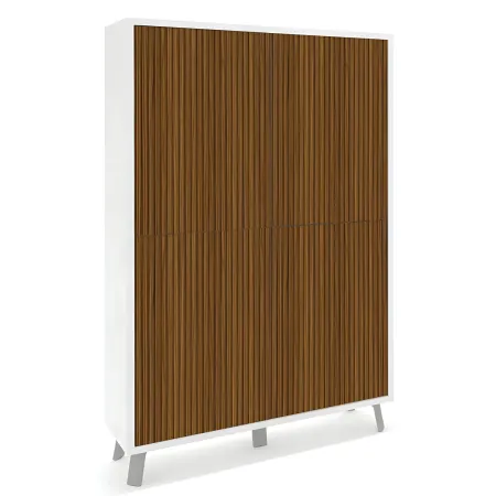 Madia da Soggiorno 4 Ante 108x41x161 cm Bianca e Rovere