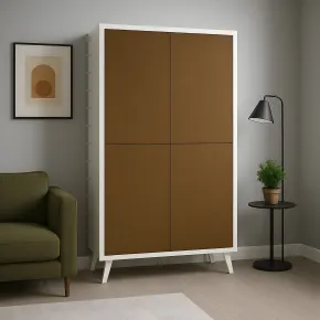 Madia da Soggiorno 4 Ante 108x41x161 cm Bianca e Ruggine 2