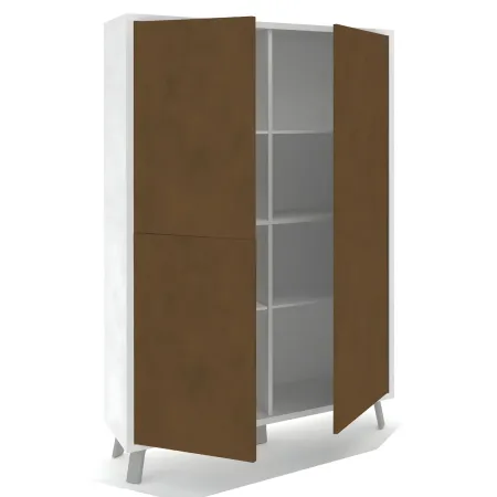 Madia da Soggiorno 4 Ante 108x41x161 cm Bianca e Ruggine