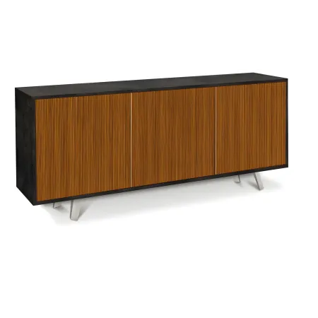 Credenza Soggiorno 3 Ante Push-Pull 177x41x74 cm Nero e Rovere