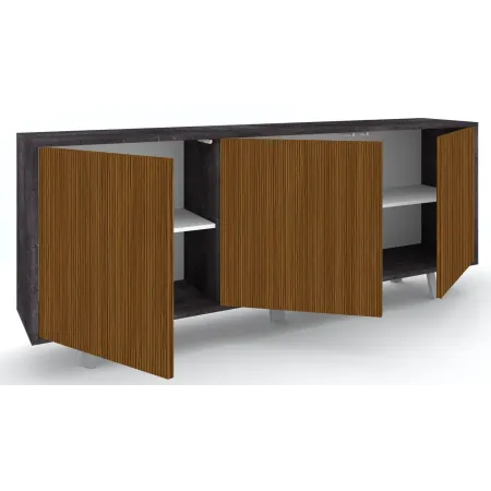 Credenza Soggiorno 3 Ante Push-Pull 177x41x74 cm Nero e Rovere