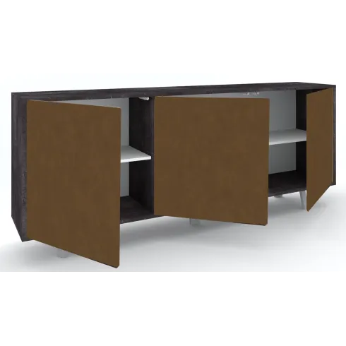 Credenza Soggiorno 3 Ante Push-Pull 177x41x74 cm Nero e Ruggine