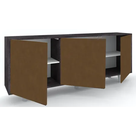 Credenza Soggiorno 3 Ante Push-Pull 177x41x74 cm Nero e Ruggine