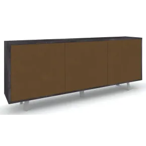 Credenza Soggiorno 3 Ante Push-Pull 177x41x74 cm Nero e Ruggine