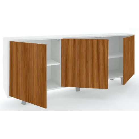 Mobile Soggiorno 3 Ante 177x41x74 cm Push-Pull Bianco e Rovere