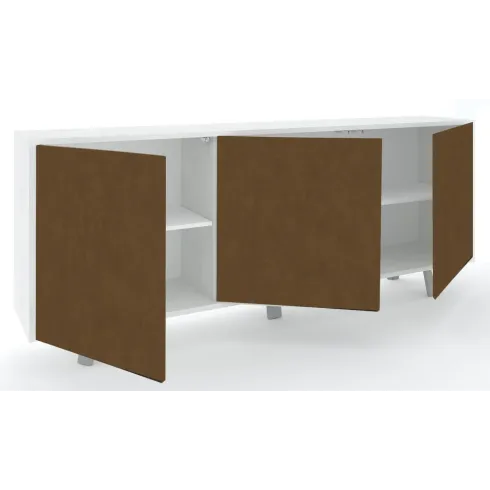 Mobile Soggiorno 3 Ante 177x41x74 cm Push-Pull Bianco e Ruggine