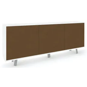 Mobile Soggiorno 3 Ante 177x41x74 cm Push-Pull Bianco e Ruggine