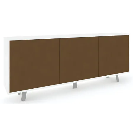 Mobile Soggiorno 3 Ante 177x41x74 cm Push-Pull Bianco e Ruggine