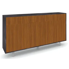 Mobile Soggiorno 164x41x92 cm 3 Ante 3 Cassetti Nero e Rovere