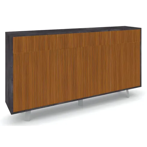 Mobile Soggiorno 164x41x92 cm 3 Ante 3 Cassetti Nero e Rovere
